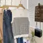 Áo yếm sọc lụa băng Pháp mùa hè Phong cách mỏng Vai trang trọng Slim-fit Chic có thể mặc bên trong bên ngoài không tay dệt kim hàng đầu cho nữ