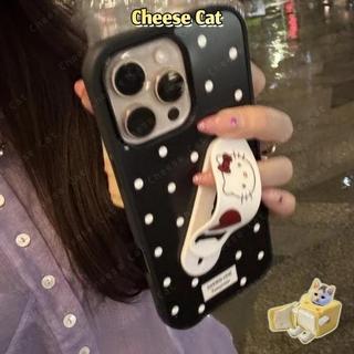 ins Ốp điện thoại hình nhẫn giữ hình chấm Kitty đơn giản cho iPhone 13 14 11 12 15 16 17 Pro Max Xs Max XR 7 8 Plus