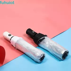 Ô tự động trong suốt FUHUIOT, Ô dù mưa trong suốt chống gió, Đơn giản trong suốt di động dày gấp chống nắng nam