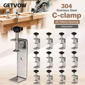 Kẹp vuông GETVOW, Kẹp chữ C hoa mận bằng thép không gỉ 304, Chuyên nghiệp chắc chắn có thể điều chỉnh 20-130mm Mở giá đỡ cố định Kẹp phần cứng