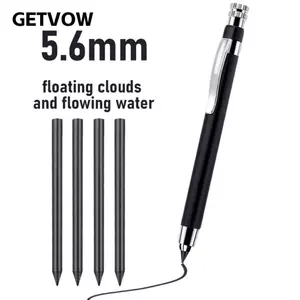 Bút Chì Cơ GETVOW, Bút Chì Tự Động Kim Loại Hạng Nặng, Chất Lượng Cao 5.6 Mm Với Kẹp Bút Phác Thảo Bút Chì Bóng & Vẽ Manga