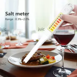 Máy đo độ mặn LED JUIC, ABS, Máy kiểm tra độ mặn thực phẩm điện tử màu trắng bằng đồng, Máy đo độ mặn cầm tay Nhà bếp gia đình