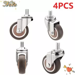 NOTE1 4 Bánh Xe Nội Thất, Phanh Không Tiếng Ồn Có Ren Thân Xoay Bánh, Cao Su TPE 1.5 "/ 2" Bánh Xe M10 Cao Su Castor Kệ Để Bàn
