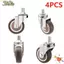 NOTE1 4 Bánh Xe Nội Thất, Phanh Không Tiếng Ồn Có Ren Thân Xoay Bánh, Cao Su TPE 1.5 "/ 2" Bánh Xe M10 Cao Su Castor Kệ Để Bàn