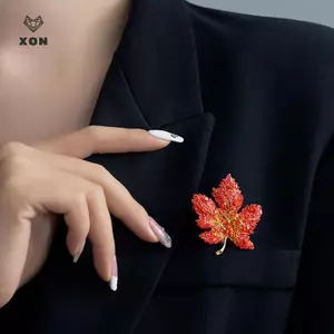 Trâm Cài Lá Kim Cương Giả Dành Cho Nữ Thời Trang Thanh Lịch Lễ Hội Xòe Đảng Huy Hiệu Pin Quần Áo Phụ Kiện Trang Sức [Mina]