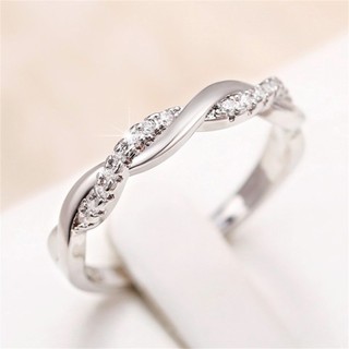 S925 Bạc Đơn Giản Xoắn Micro-Ind Zircon Nhẫn Thời Trang Đơn Giản Quà Tặng Nữ Mặc Hàng Ngày