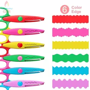 GILL 1 / 6 Kéo an toàn nghệ thuật, Kéo ren màu DIY thoải mái, Văn phòng phẩm tối giản Đầu tròn nhỏ họa tiết gợn sóng Cắt giấy Kéo trẻ em