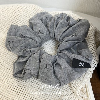 Yoing / Phiên Bản Hàn Quốc Retro Phong Cách Phương Tây Xám Checkered Chấm Bi Vải Scrunchy Dây Buộc Tóc Phụ Kiện Tóc
