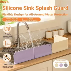 THEGIRL8B Silicone Sink Splash Guard, Bảng chặn nước đế cốc hút có thể gập lại, Dễ dàng làm sạch không gian chống nước Tiết kiệm không gian Chống nước Gấp chặn nước Sử dụng nhà bếp