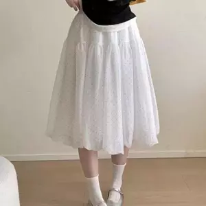 Phong cách Hàn Quốc ngọt ngào 2026 Phong cách mới Nhẹ nhàng chấm bi mùa hè Slimer Look All-Match Váy lông tơ giảm tuổi giữa