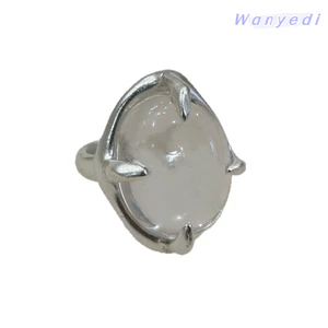Vòng pha lê WANYEDI, Nhẫn mở pha lê trắng có thể điều chỉnh, Thiết kế mở bền bỉ Nhẫn vuốt tối giản dành cho nữ