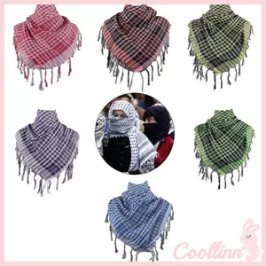 COO Color Block Houndstooth Shemagh Khăn choàng Keffiyeh Ả Rập quấn đầu khăn choàng có tua rua