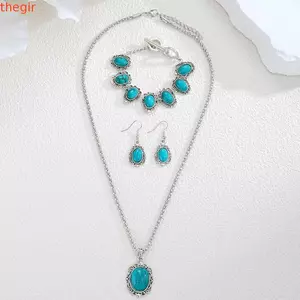 THEGIRL8B 4 Cái / bộ Bộ Trang Sức Ngọc Trai Boho, Bộ Bông Tai Vòng Cổ Mạ Điện Hợp Kim, Bộ Trang Sức Nữ Cổ Điển Phong Cách Âu Mỹ Bộ Quà Tặng Ngày Của Mẹ