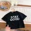 Bé Trai Dáng Rộng In Chữ Ngắn Tay Mùa Hè Bé Gái Trung Nhỏ Trẻ Em Nguyên Chất Cotton Nửa Tay Thời Trang Top T KD1T