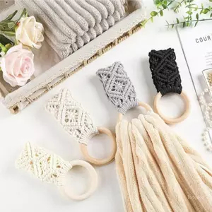 Top Phòng Tắm Khăn Lau Giá Đỡ Móc Treo Tay Bện Vòng Tròn Mẫu 30 x 8 cm Trung Tính Tắm Phong Cách