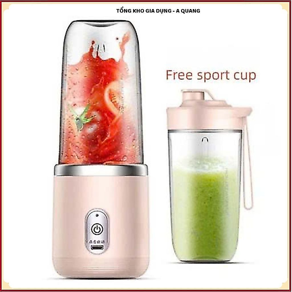 MÁY XAY SINH TỐ CẦM TAY 300ML 6 LƯỠI 2 CỐI, Sử Dụng Pin Sạc Cổng USB Tiện Lợi Mọi Nơi