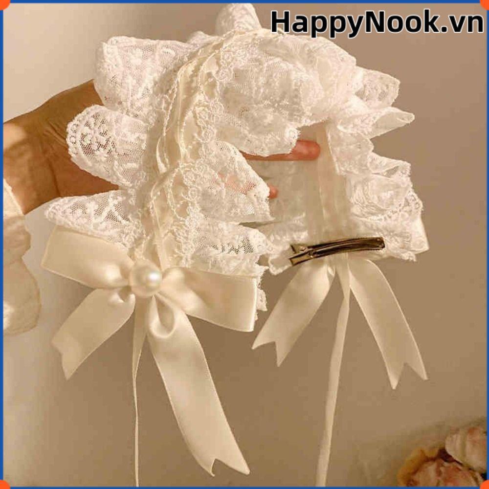 Băng đô tai mèo HAPPYNOOK nơ ren, phù hợp cosplay Lolita