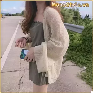 Áo len cardigan ngoại cỡ MONOSTYLE, Áo len dệt kim mùa hè rỗng, Áo len nữ mỏng dáng rộng