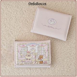 Ví ngắn ORDOBOX, Túi đựng tiền di động hình gấu và thỏ, Ví đựng tiền xu PU nhiều khe dễ thương dành cho nữ