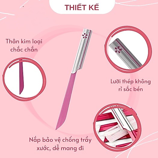 Dao Cạo Lông Mày Cán Dài Kai Razor 00743 BTM-10H1 Set 10 Cây