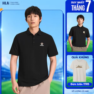 Áo POLO nam tay ngắn HLA x ZOLA thêu ảnh, chất mát lạnh, mềm mại & thoáng khí