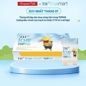 Thùng Sữa Chua Uống Tiệt Trùng TH true YOGURT TOPKID milk Hương Dâu-Chuối-Lúa Mạch 110ml (48 Hộp)