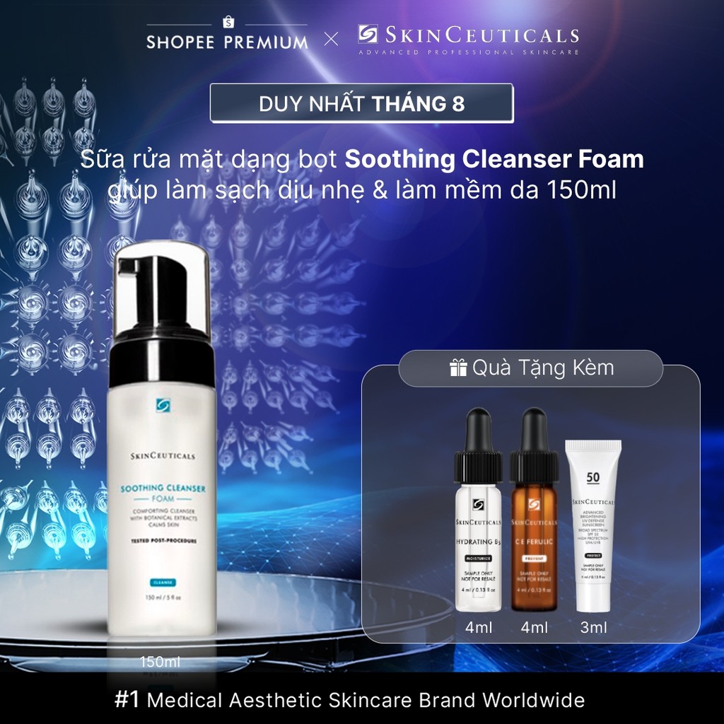 Sữa rửa mặt dạng bọt Skinceuticals Soothing Cleanser Foam giúp làm sạch dịu nhẹ và làm mềm da 150ml