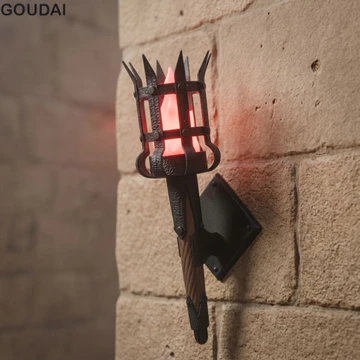 Đèn tường đèn pin thời trung cổ GOUDAI, Đèn pin kép cổ điển Đèn pin giả Đèn pin treo tường, Đèn Led cổ điển đậm 3D In hình lâu đài Phong cách lâu đài Halloween Đèn pin Halloween Tiệc Halloween