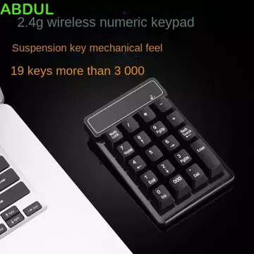 Bàn phím số không dây ABDUL 2.4G, Bàn phím có dây cảm giác cơ học Bàn phím nhỏ Bluetooth, Bàn phím số di động 19 phím Bàn phím số USB Mini chống nước PC
