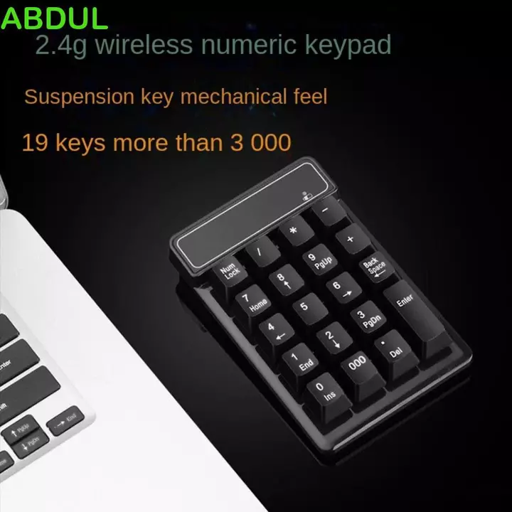 Bàn phím số không dây ABDUL 2.4G, Bàn phím có dây cảm giác cơ học Bàn phím nhỏ Bluetooth, Bàn phím số di động 19 phím Bàn phím số USB Mini chống nước PC