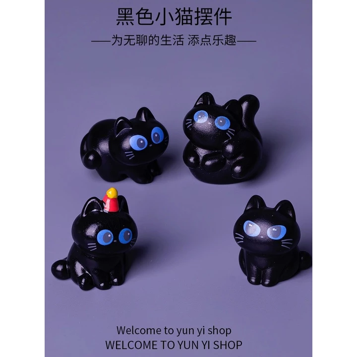 đồ decor decor bàn làm việc Micro Phong Cảnh Sáng Tạo Phong Cách Mới Đen Mèo Con Tự Làm Trang Trí Nhà Phòng Khách Đồ Trang Trí Nhỏ Ô Tô Để Bàn Đồ Trang Trí Nhỏ