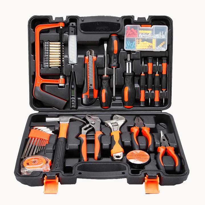 Bộ dụng cụ gia dụng quà tặng Kemas, hộp dụng cụ phần cứng, bộ dụng cụ sửa chữa điện, đồ gỗ, dụng cụ sửa chữa thủ công