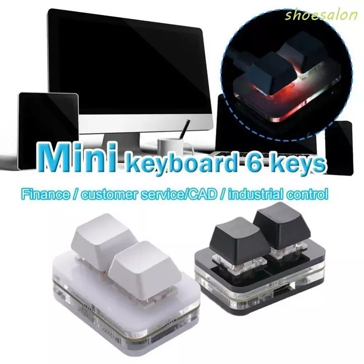 SHOESALON Copy Paste Bàn Phím, Mini Acrylic Tùy Chỉnh Mini 2 Phím Bàn Phím, Phụ Kiện Bàn Phím Bàn Phím Chìa Khóa Cơ Công Tắc Đỏ 2 Phím Bàn Phím Mini PC