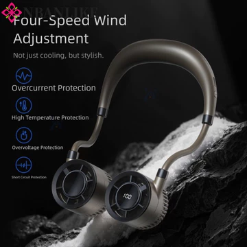 Quạt treo cổ NBANLIKE, 360° Quạt di động có thể gập lại 4 tốc độ có thể uốn cong, tiện lợi thoải mái đa chức năng gió mạnh có thể đeo được Quạt đeo cổ thể thao