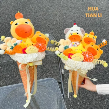 🔥Làm Quà Tặng Bạn Gái Dễ thương Bouquet gấu bông tặng bạn gái Bó Hoa Gấu Bông Hoạt Hình Capybara Lulu Búp Bê Kem Bó Hoa Sinh Nhật Chữa Bệnh Món Quà Dễ Thương Cho Bạn Trai Bạn Gái Bạn Gái