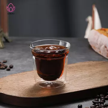 [CENJ] Cốc thủy tinh trà sáng tạo Thiết kế tường đôi Cốc cà phê thủy tinh trong suốt Nhà hàng Cốc thủy tinh Tường đôi Cốc thủy tinh Đồ uống [MỚI]