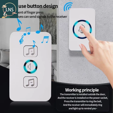 Chuông cửa không dây CRAFTYCORNER, Chuông cửa thông minh 5 âm lượng chống nước, Đèn LED tầm xa chạy bằng pin 60 chuông Chuông cửa chào mừng Nhà thông minh