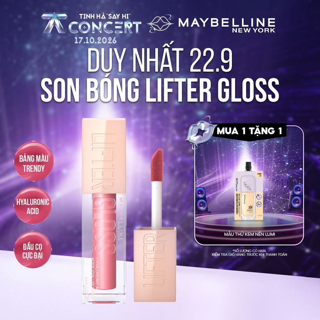 Son Bóng Lifter Gloss cho Đôi Môi Đầy Căng Mọng Kẹo cùng Hyaluronic Acid Maybelline New York 5.4ML