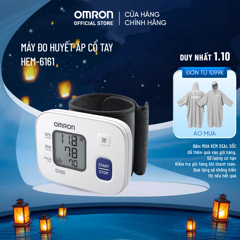 Máy Đo Huyết Áp Cổ Tay Omron HEM-6161