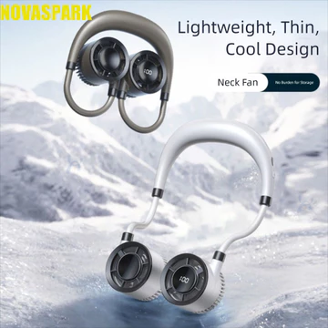 Quạt treo cổ NOVASPARK, 360° Quạt di động có thể gập lại 4 tốc độ có thể uốn cong, Thiết thực an toàn siêu yên tĩnh Đa chức năng có thể đeo được Quạt đeo cổ thể thao