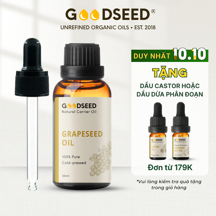 Dầu Hạt nho (Grapeseed oil) Hữu cơ Ép lạnh, không tinh chế GOODSEED ...