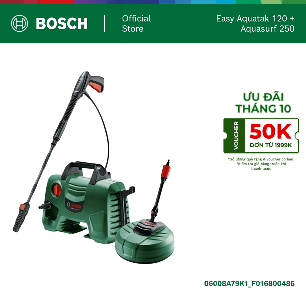Máy phun xịt rửa Bosch Easy Aquatak 120 kèm 1 Phụ kiện chà rửa sân