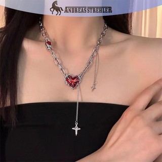 Onetimingfine Gothic Không Đều Trái Tim Đỏ Vòng Cổ Y2K Tình Yêu Bóng Tối Ma Móng Vuốt Dây Chuyền Punk Grunge Thẩm Mỹ Egirl Nhánh Vòng Cổ Trái Tim VN