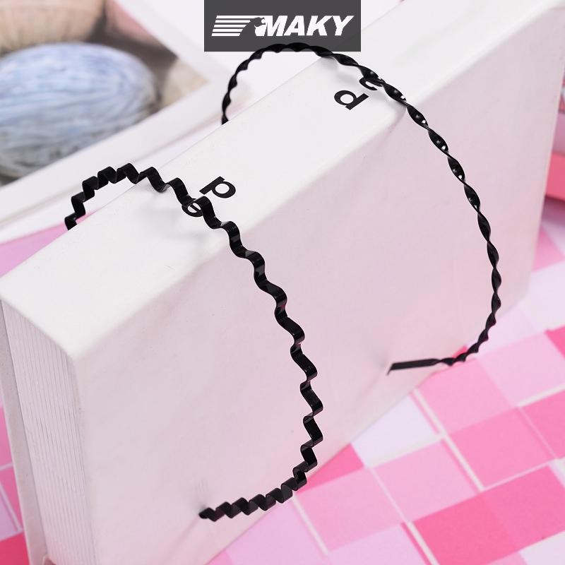 Newwellknownepic Kim Loại Nam Nữ Unisex Sóng Đen Tóc Vòng Rửa Mặt Chiều Rộng 5 Mm Thời Trang Đơn Giản Thể Thao Băng Đô Quấn Tóc Phụ Kiện Tóc VN