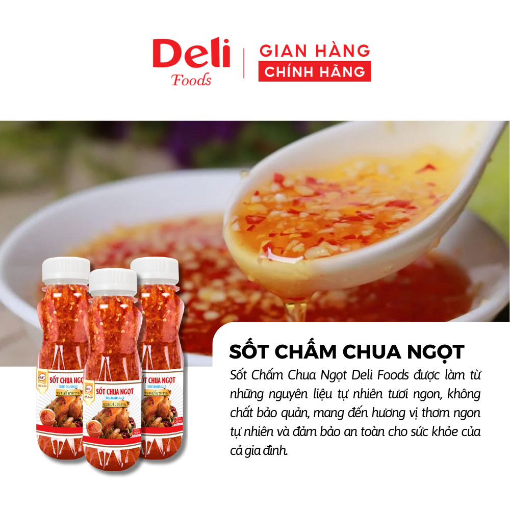 Xốt Chua Ngọt Thái Lan Deli Foods 350g, Xốt chấm chua ngọt con gà Thái Lan, Nước chấm chua ngọt