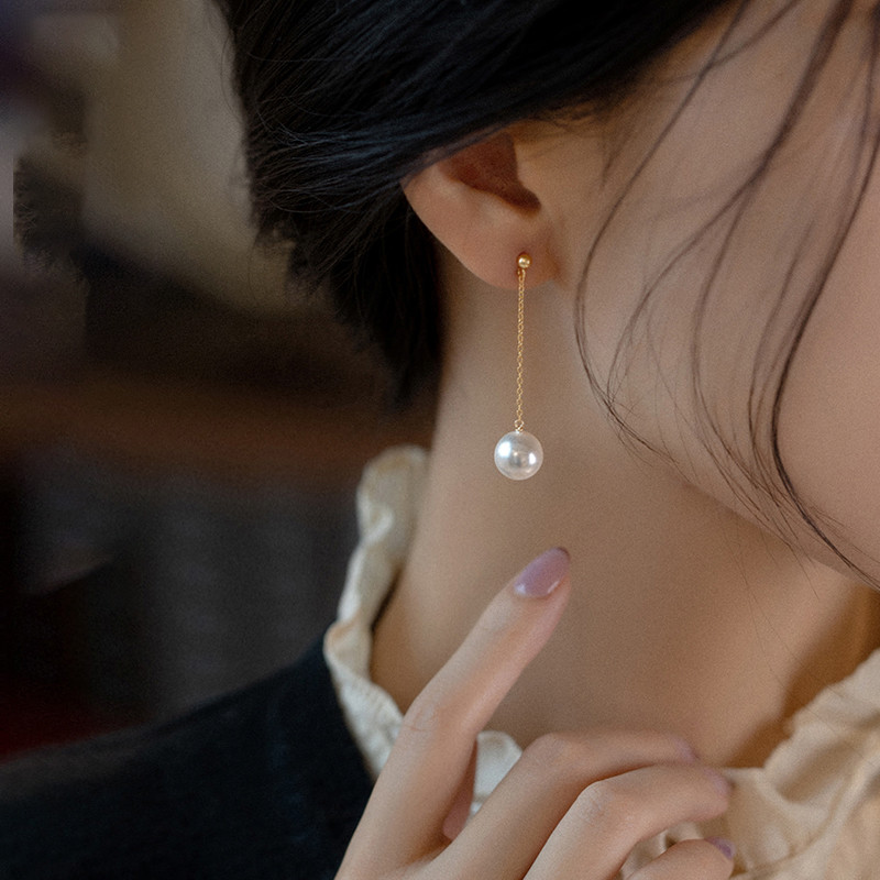 Bông tai mỏng giả ngọc trai phiên bản Hàn Quốc, ánh sáng sang trọng, thiết kế cao cấp