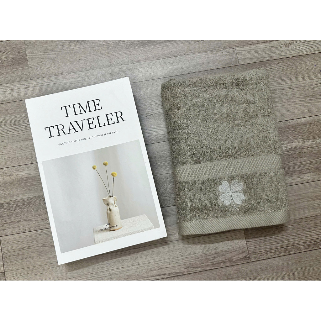 Set Khăn Tắm Cotton 50x100cm Thêu Cỏ 4 Lá – Mềm Mại, Thấm Hút Tốt, May Chắc Chắn