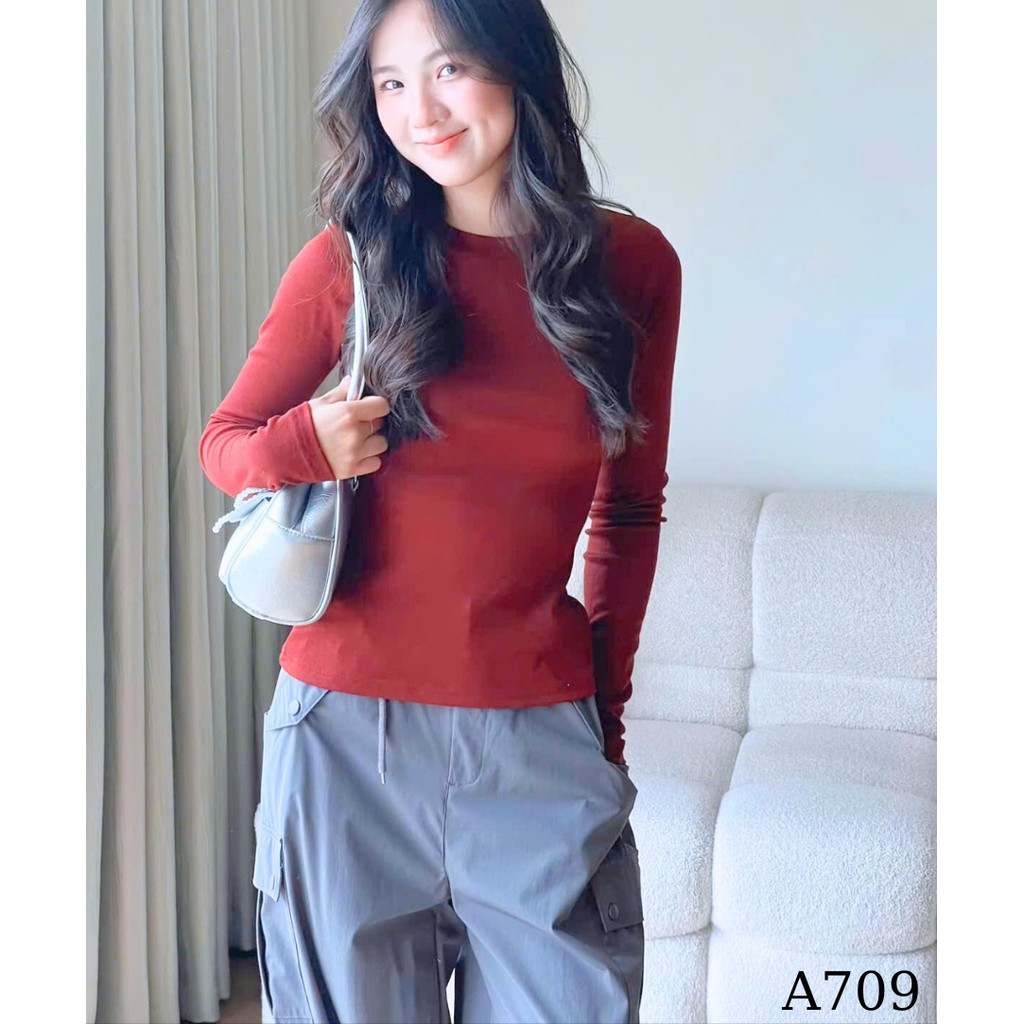 Áo thun nữ giữ nhiệt dài tay,Áo thun basic ôm body trơn nhiều màu chất liệu cotton mềm mịn_A709