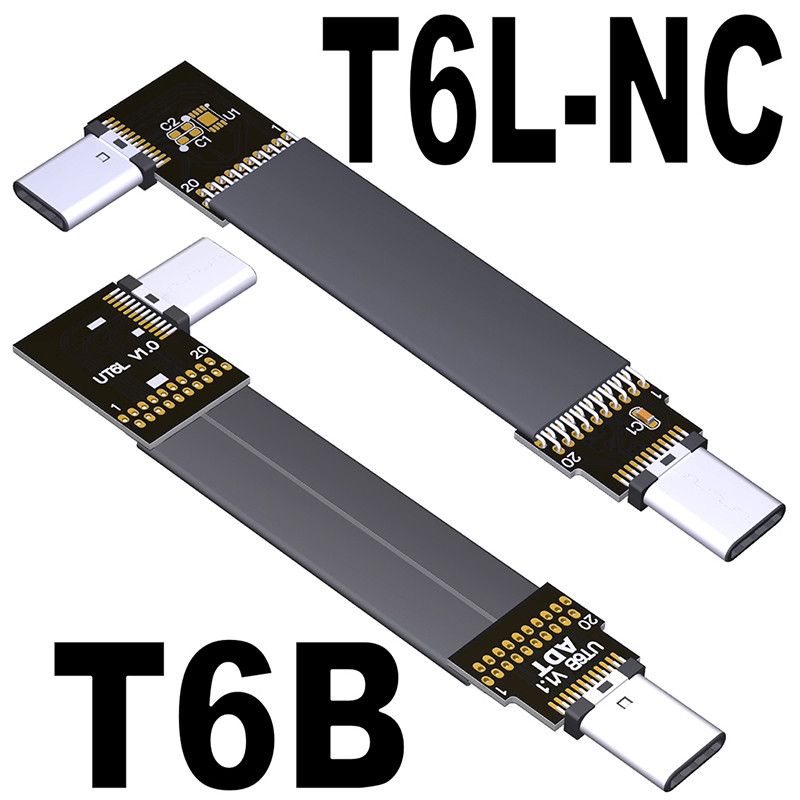 ADT-Link USB 3.2 Type C Nam Sang Type C Nữ Cáp phẳng Gen2x2 20Gbps 10Gbps Bộ mở rộng 90 độ có thể gập lại