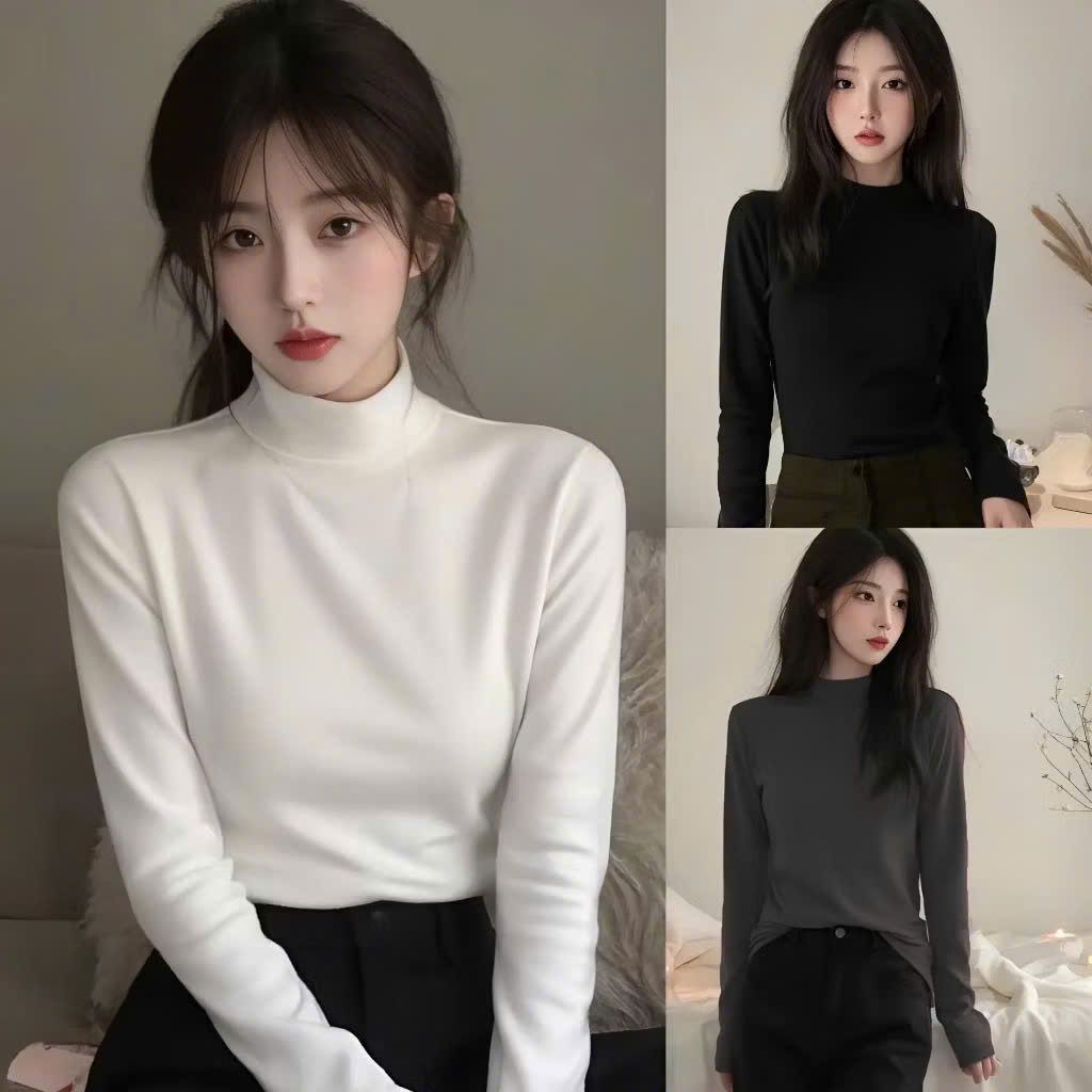 Áo giữ nhiệt nữ dài tay, lót nỉ mềm, co giãn 4 chiều, cổ cao 3 phân, giữ ấm hiệu quả. (Kèm ảnh thật)- quanaounisex